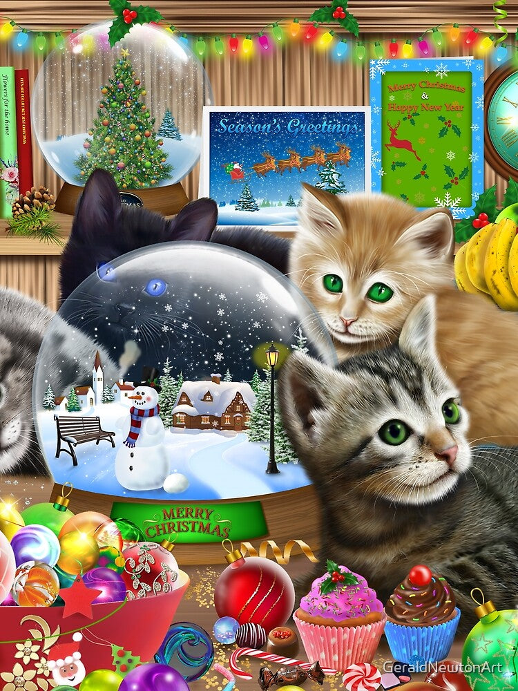 Christmas Kittens Version 2 by GeraldNewtonArt