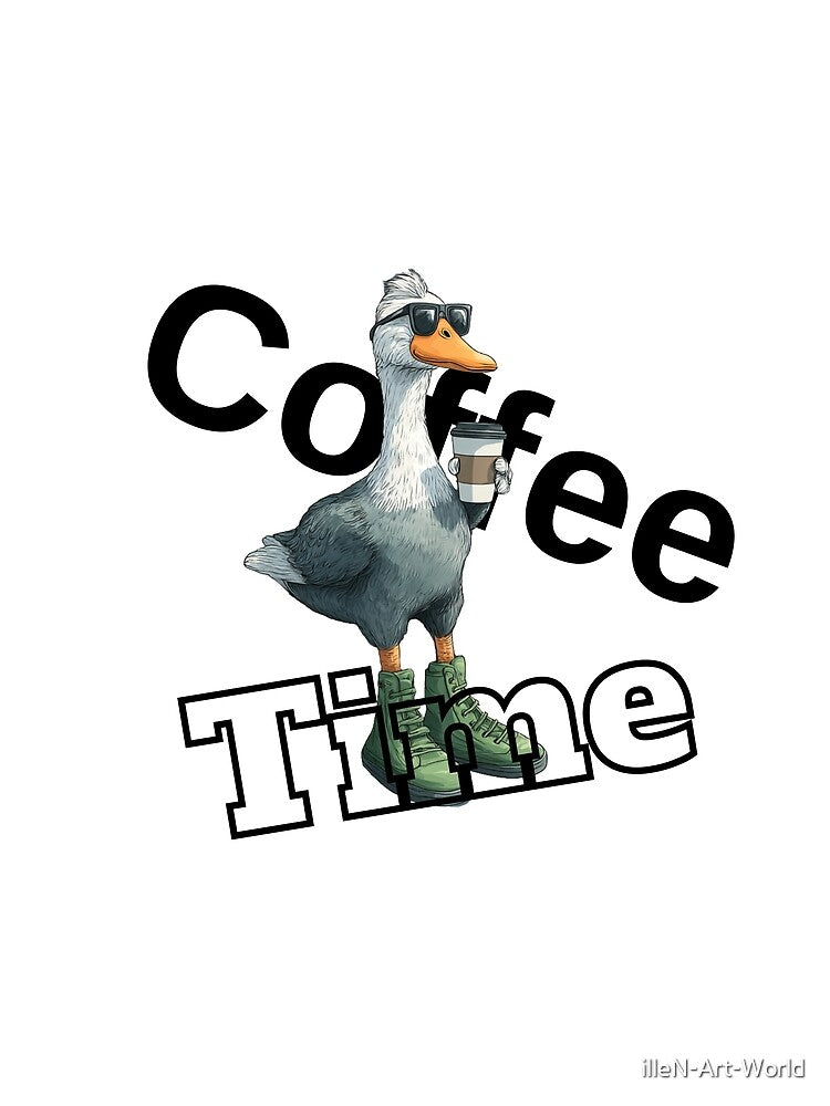 Funny Coffee Time Goose in Boots T-Shirt - Sarcastic Morning Person Gift by illeN-Art-World