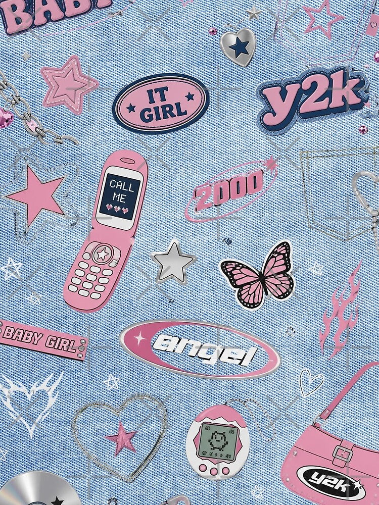 Denim Star Y2K Pattern Tough Phone Case | Blue Jean Stars on Cream by QuicksandCase