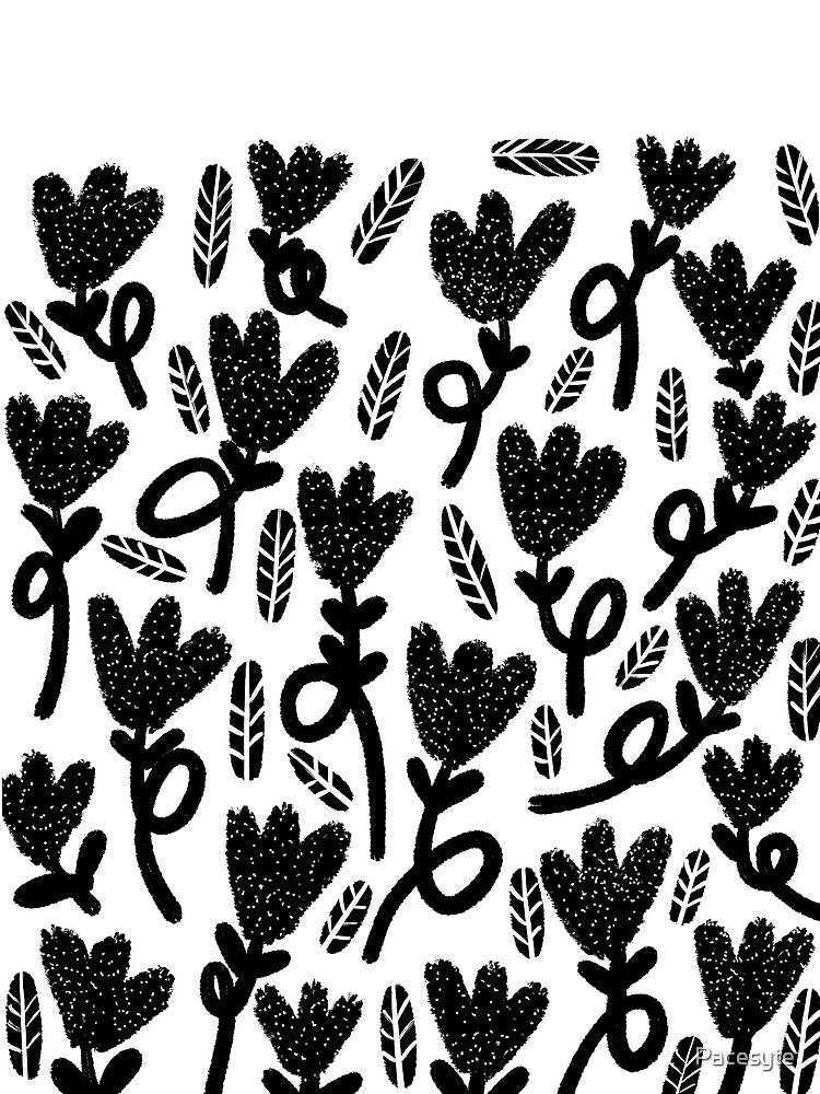 Black and white hand drawn flowers by Pacesyte
