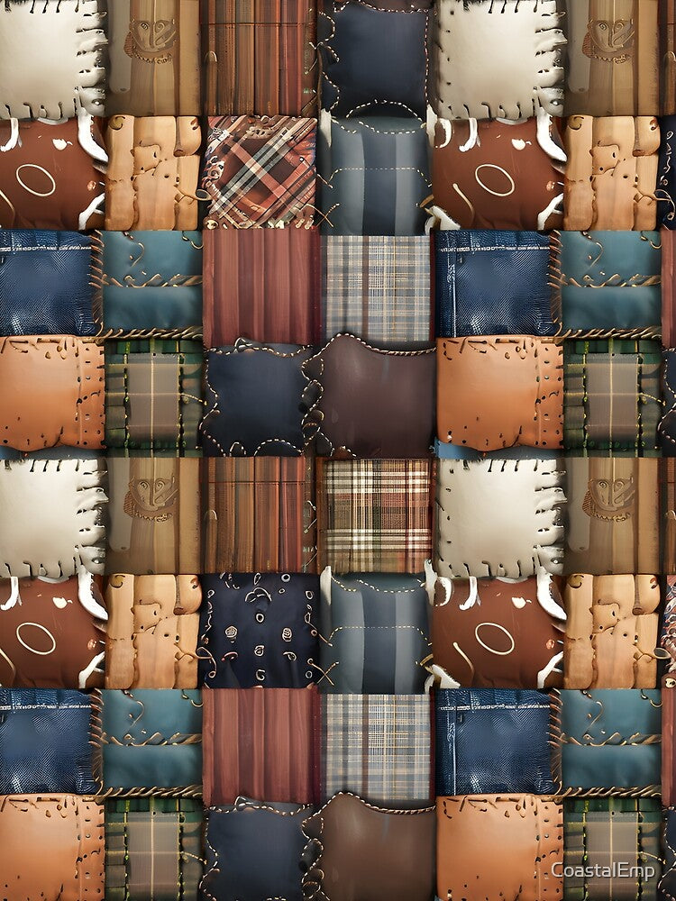 Western Denim Leather Patchwork Rustic Country Design by CoastalEmp