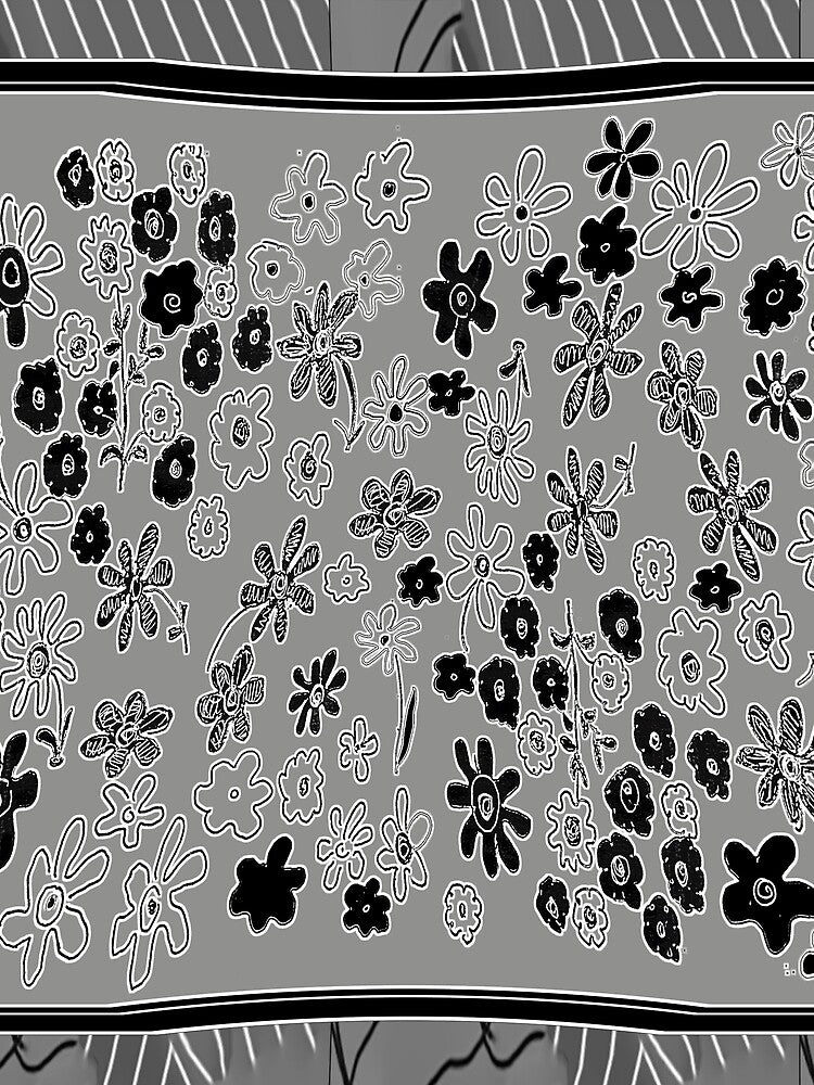 A FLORAL DESIGN IN GREY AND WHITE AND BLACK by soobloo