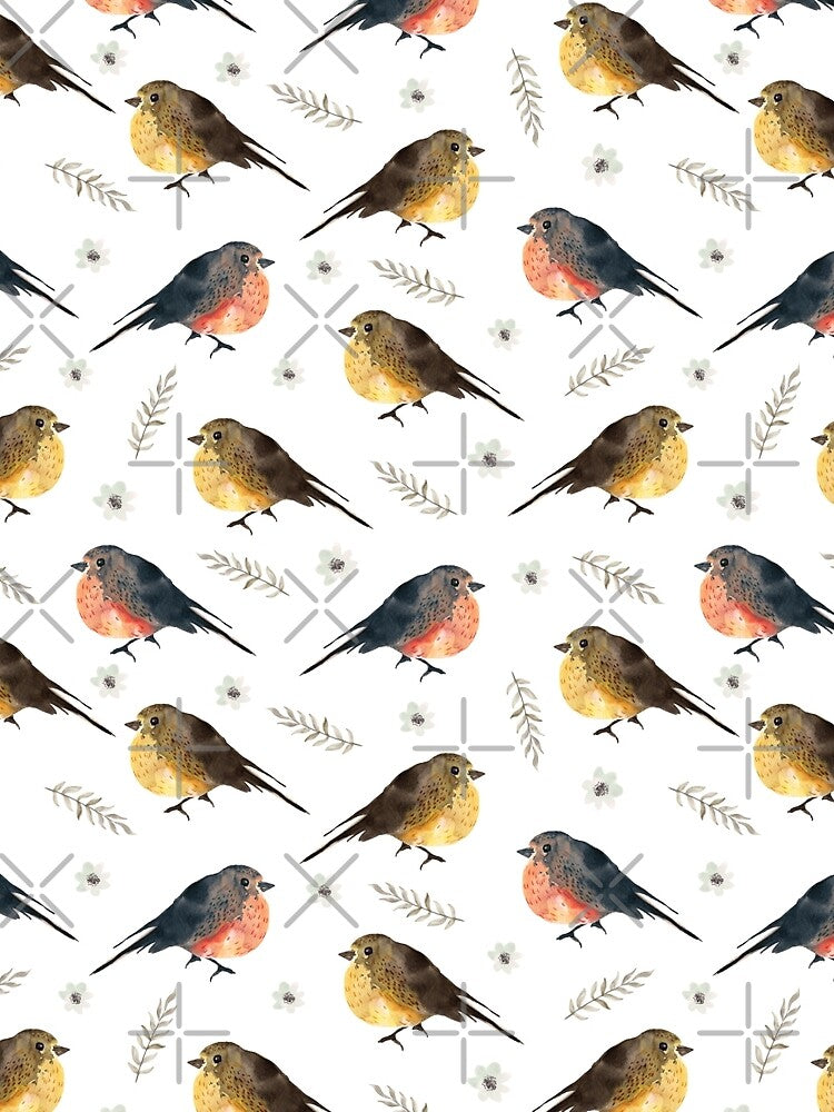 Cute birds. White pattern by JuliaBadeeva