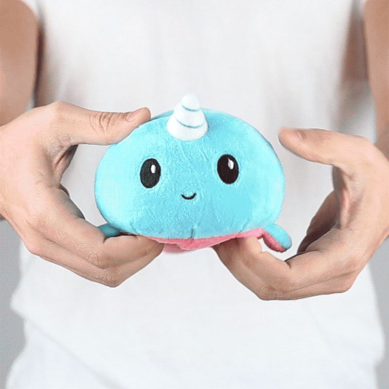 TeeTurtle Reversible Narwhal Plushie (Pink + Aqua) Unisex