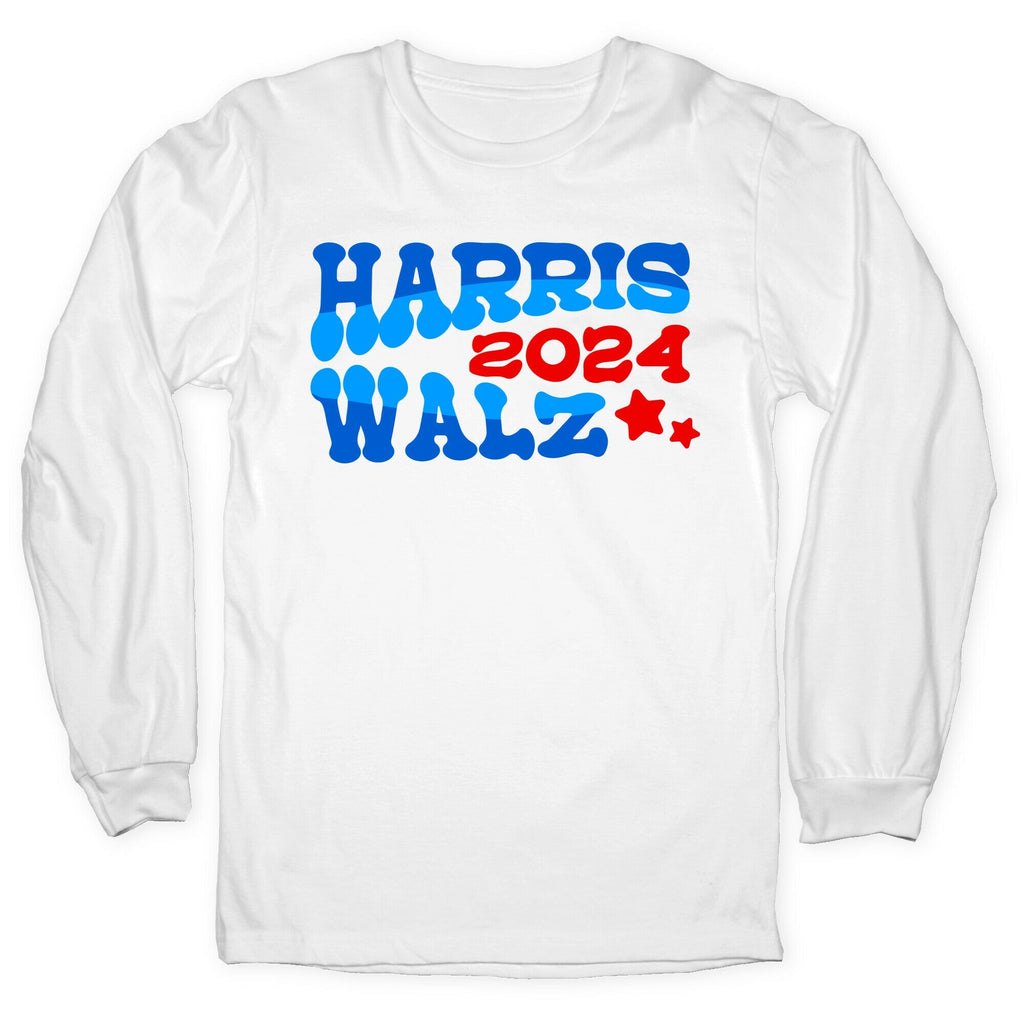 Harris Walz 2024 Retro Text Longsleeve Tee Unisex