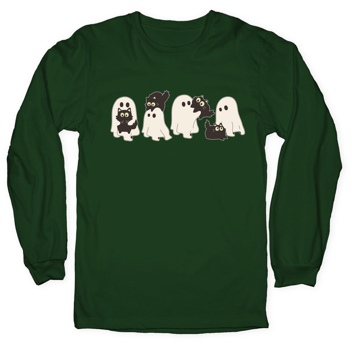 Cute Ghost Cats Longsleeve Tee Unisex