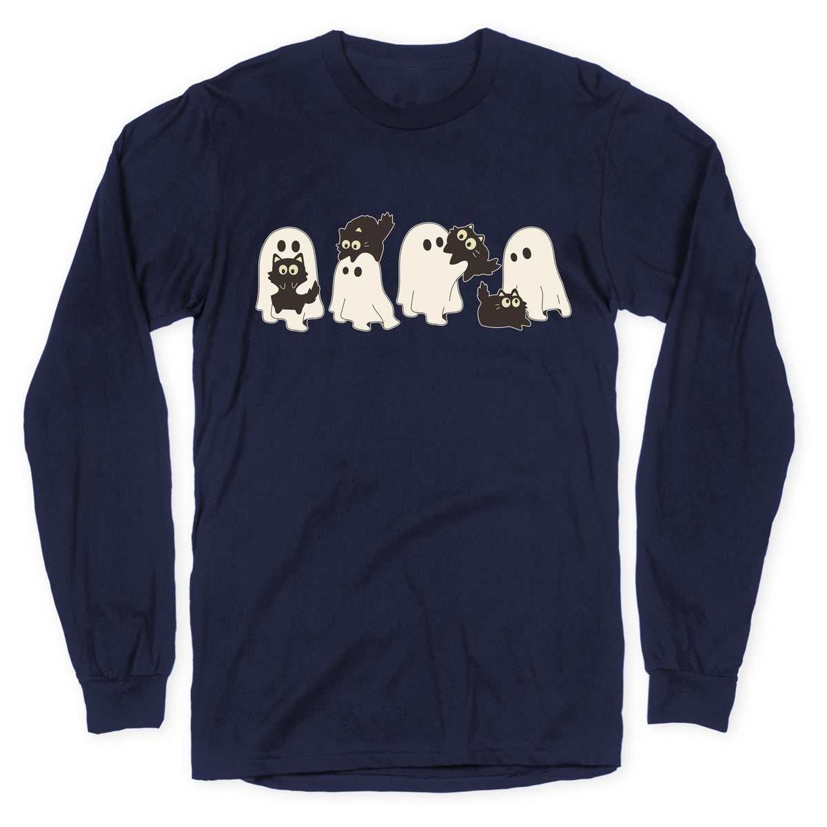 Cute Ghost Cats Longsleeve Tee Unisex