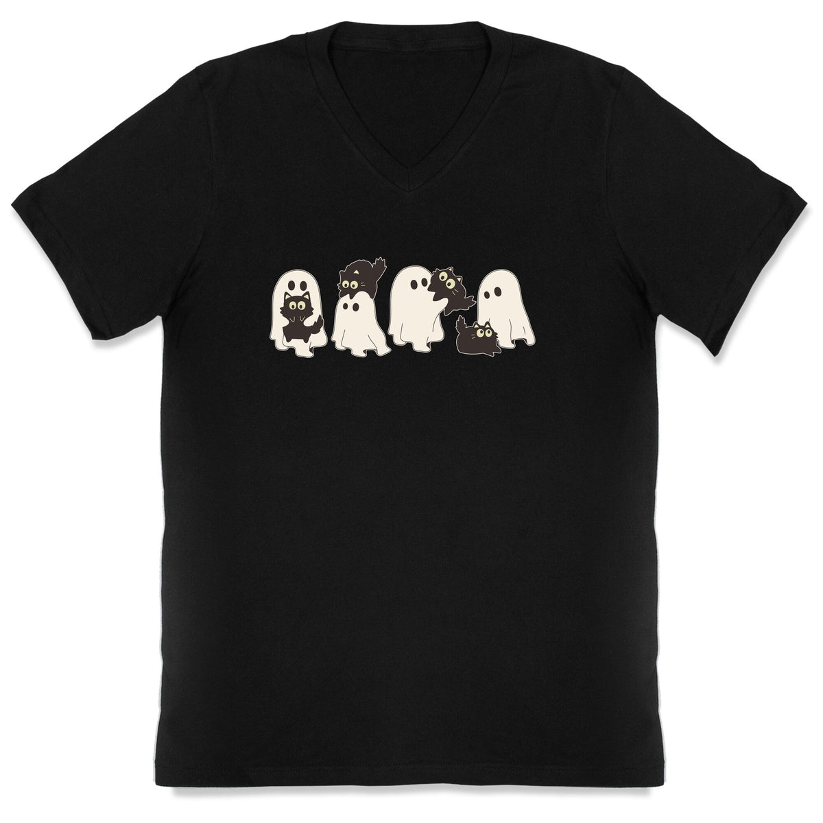 Cute Ghost Cats V-Neck Unisex