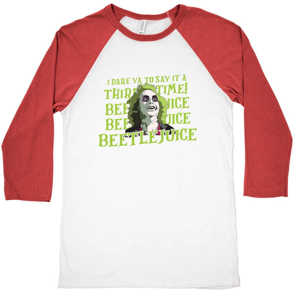 Beetlejuice I Dare Ya Baseball Tee Unisex