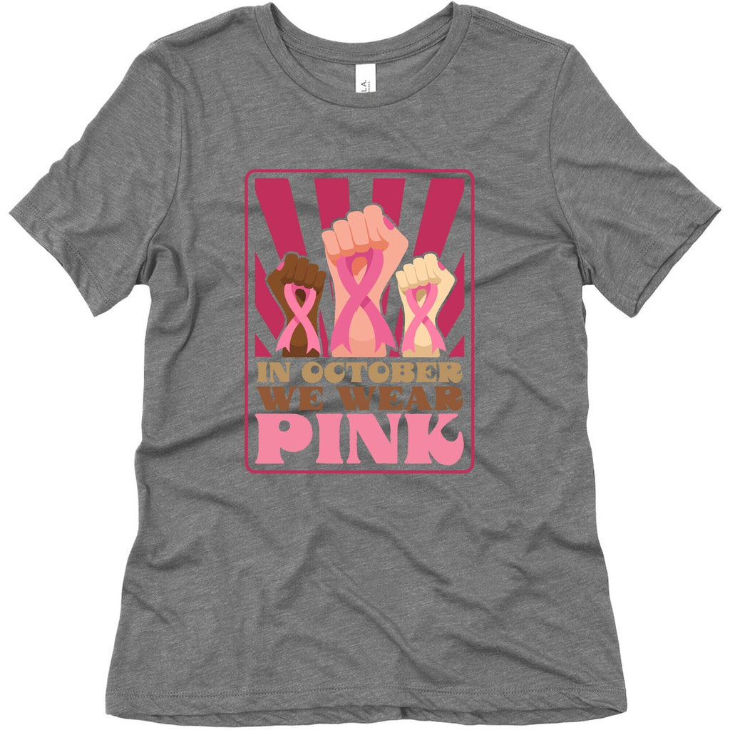 In October We Wear Pink Womens Triblend Tee Unisex