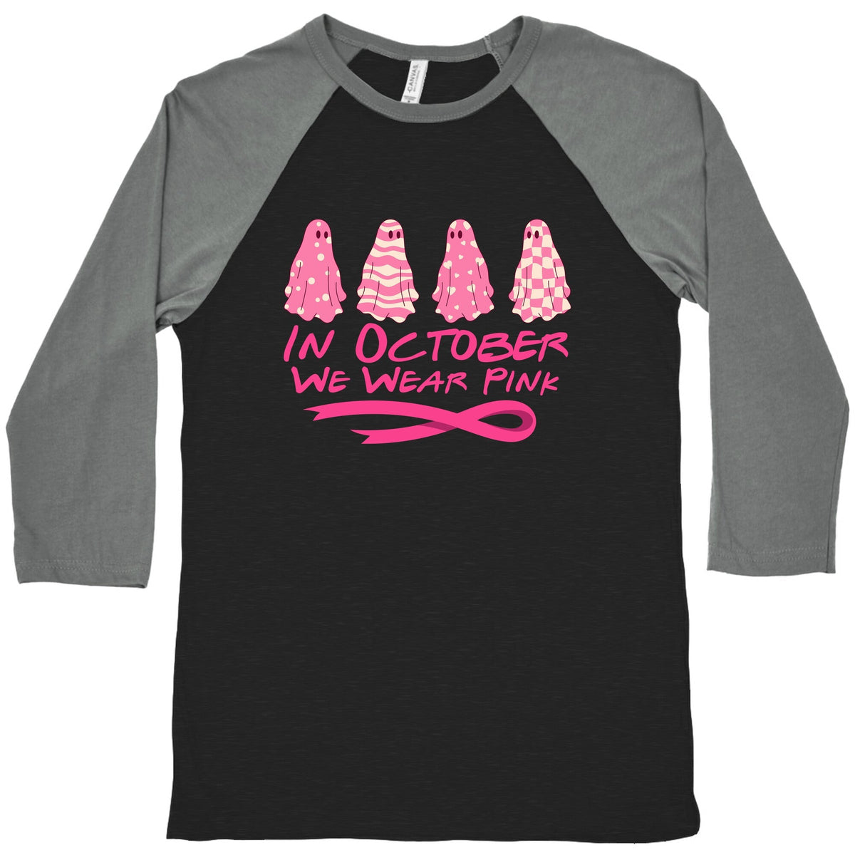 Ghost October Breast Cancer Awareness Baseball Tee Unisex