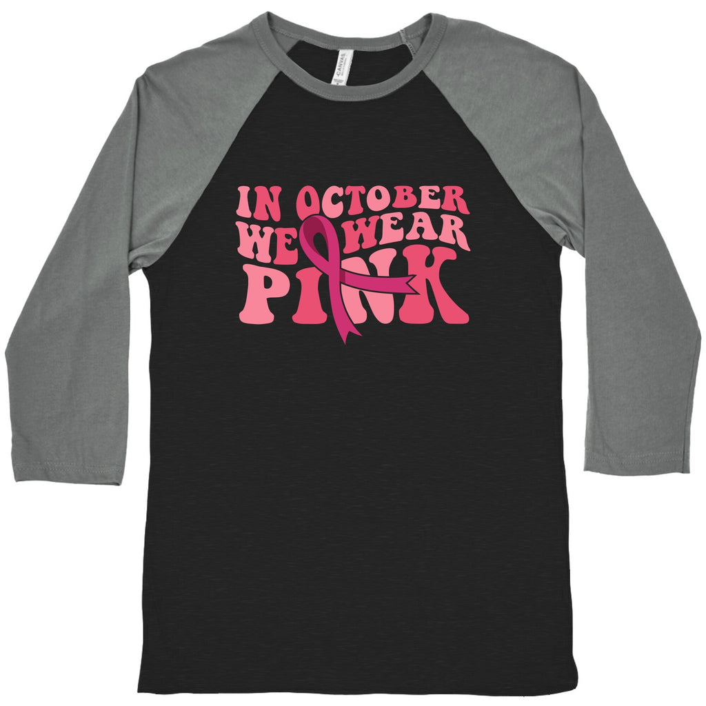 Pink Ribbon Breast Cancer Awareness Baseball Tee Unisex