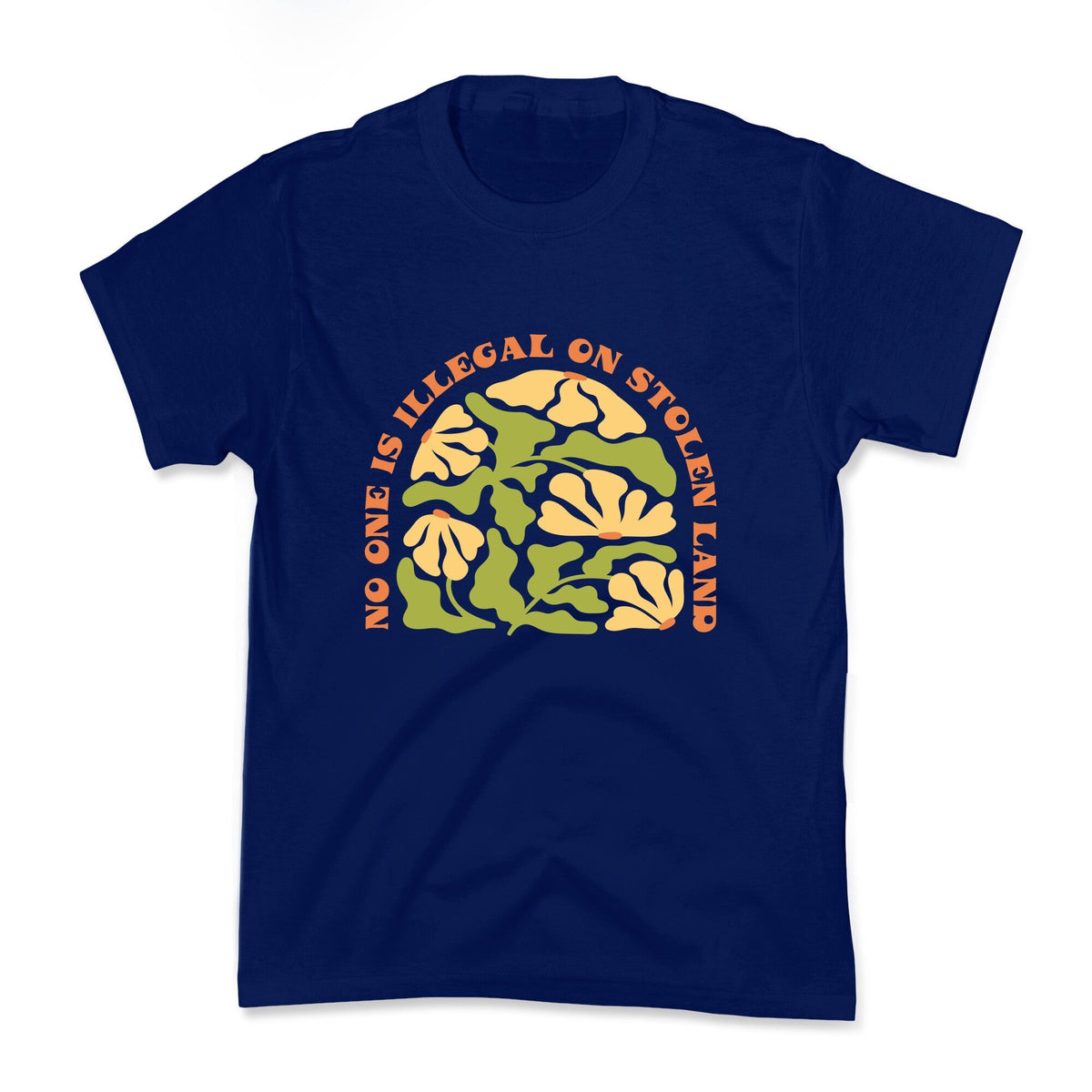 No One Is Illegal On Stolen Land Floral Kids Tee Unisex