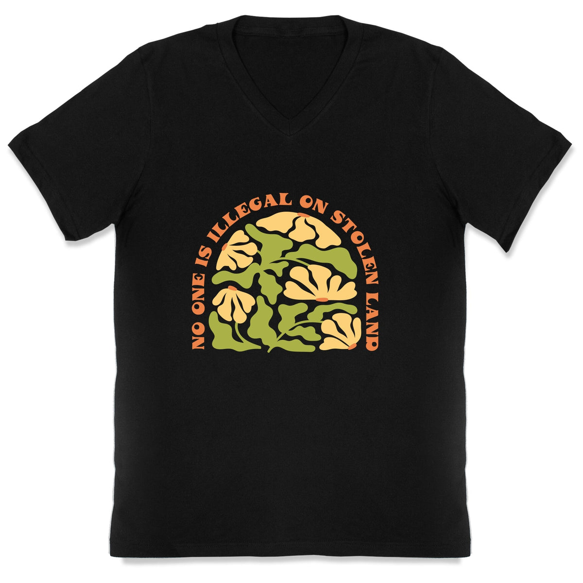 No One Is Illegal On Stolen Land Floral V-Neck Unisex