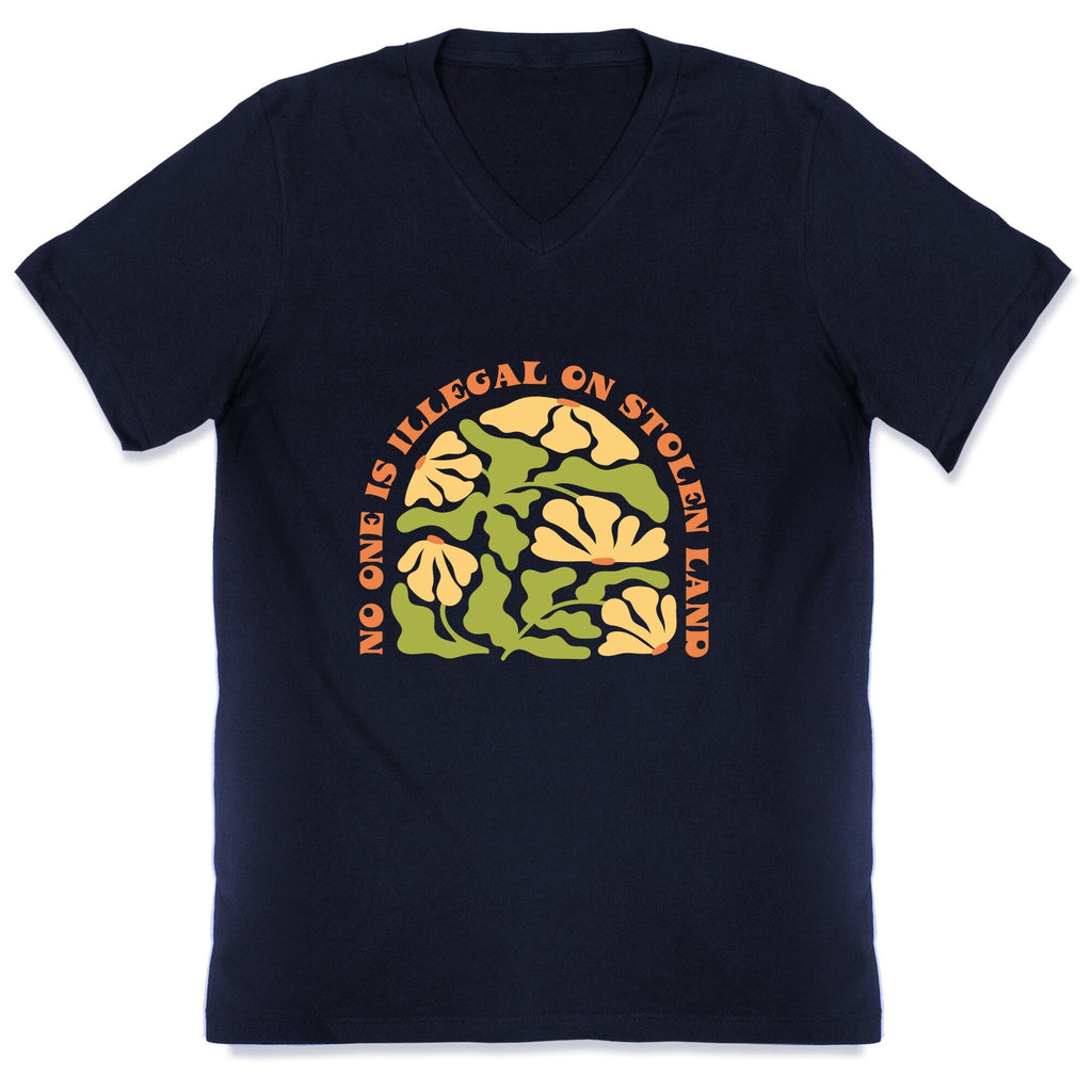 No One Is Illegal On Stolen Land Floral V-Neck Unisex