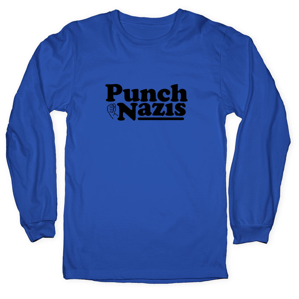 Punch Nazis Black Text Longsleeve Tee Unisex