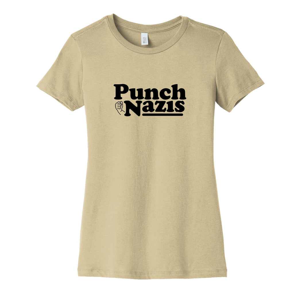 Punch Nazis Black Text Womens Cotton Tee Unisex