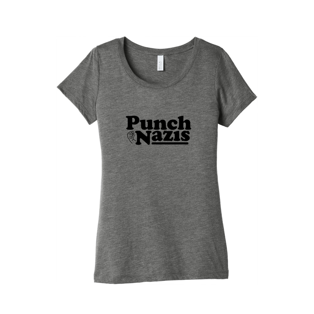 Punch Nazis Black Text Womens Triblend Tee Unisex