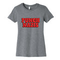 Punch Nazis Red Text Womens Cotton Tee Unisex