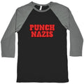 Punch Nazis Red Text Baseball Tee Unisex