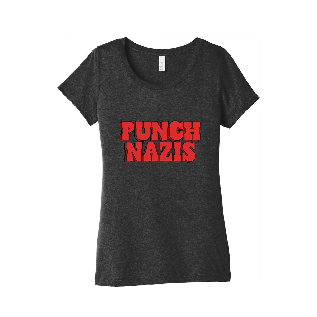 Punch Nazis Red Text Womens Triblend Tee Unisex