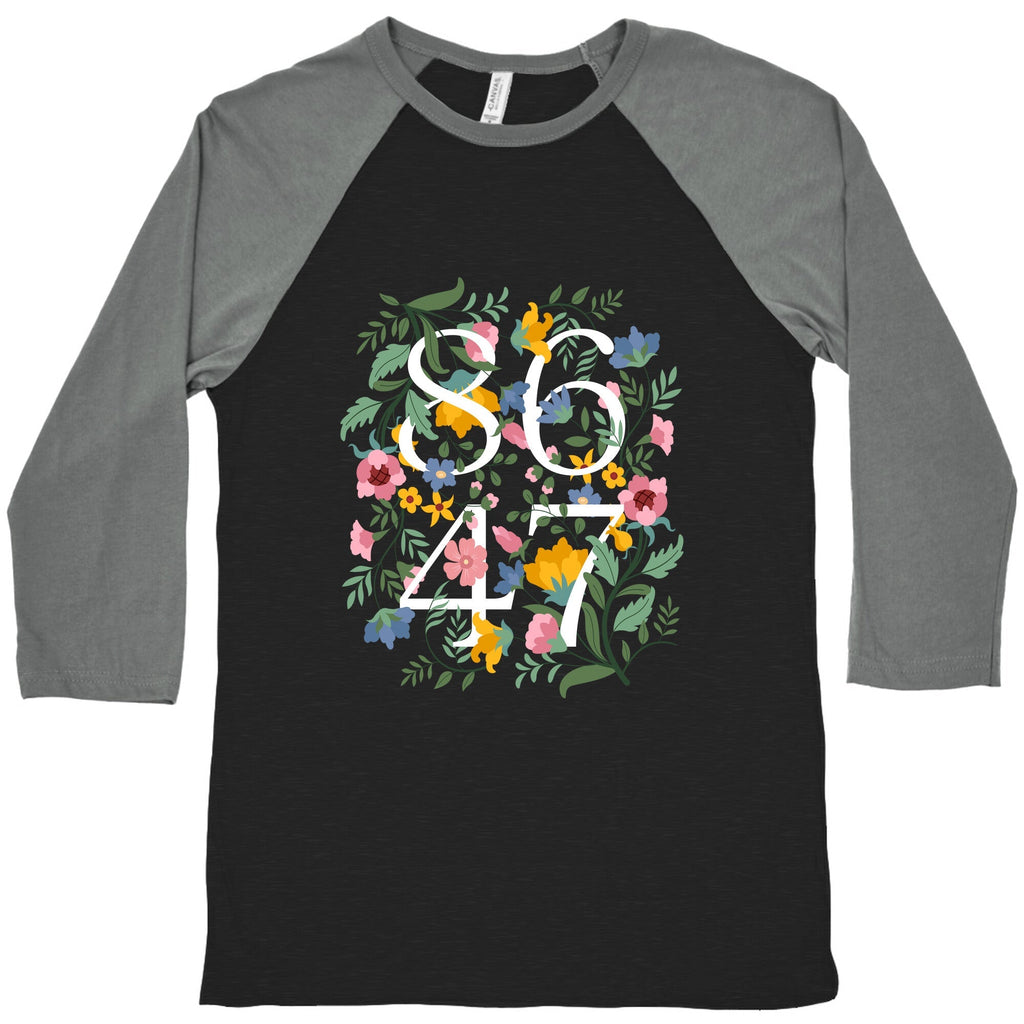 8647 Anti Trump Floral Baseball Tee Unisex