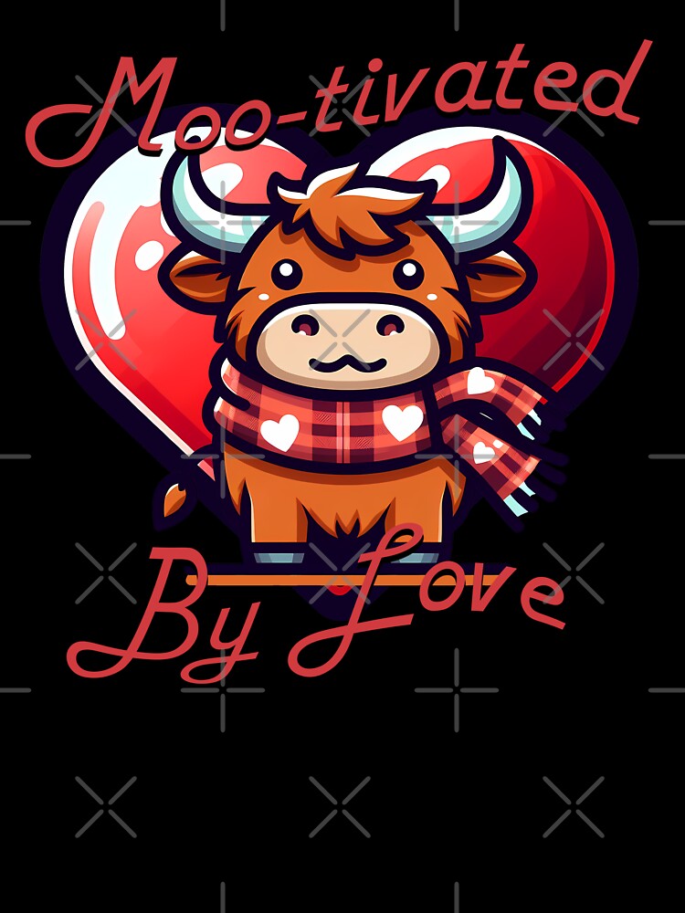 Moo-tivated By Love | Highland Cow Valentine's Day by EDigitalDesigns