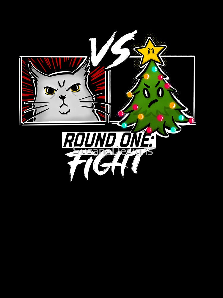 Funny Cat Christmas Tree Cat versus Christmas Tree Gift Cat Lovers by SusanaDesigns