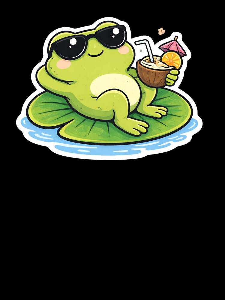 Chill Frog Drinking Coconut – Funny Relax Frog Meme – Cute Summer Frog Design by VibeOffline Studio