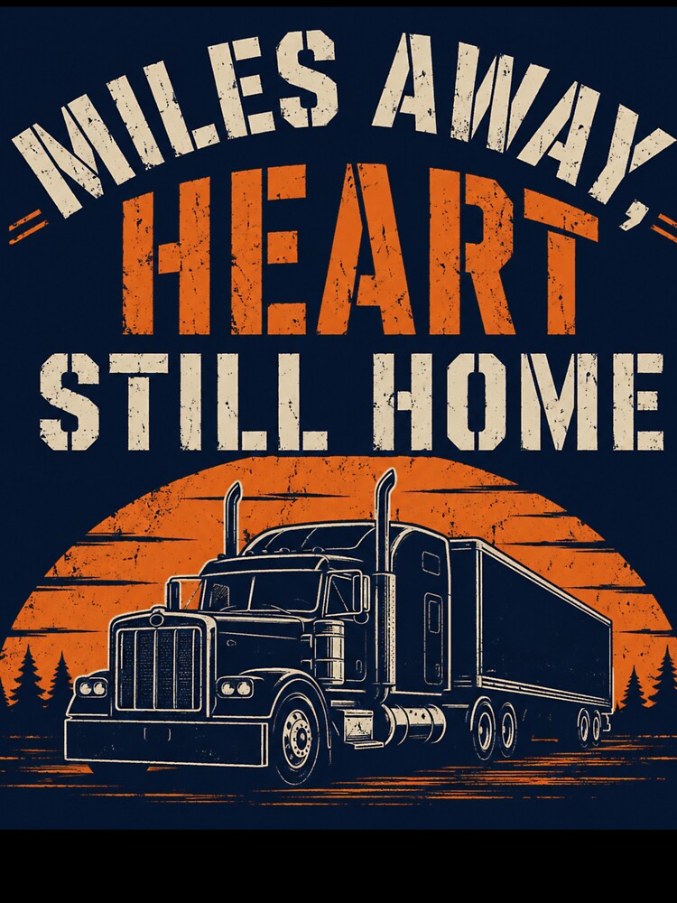 Miles Away Heart Still Home Trucker Design by Haque Designs