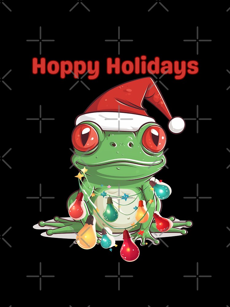 Cute Frog in Santa Hat With Christmas Lights by StephanieLZ