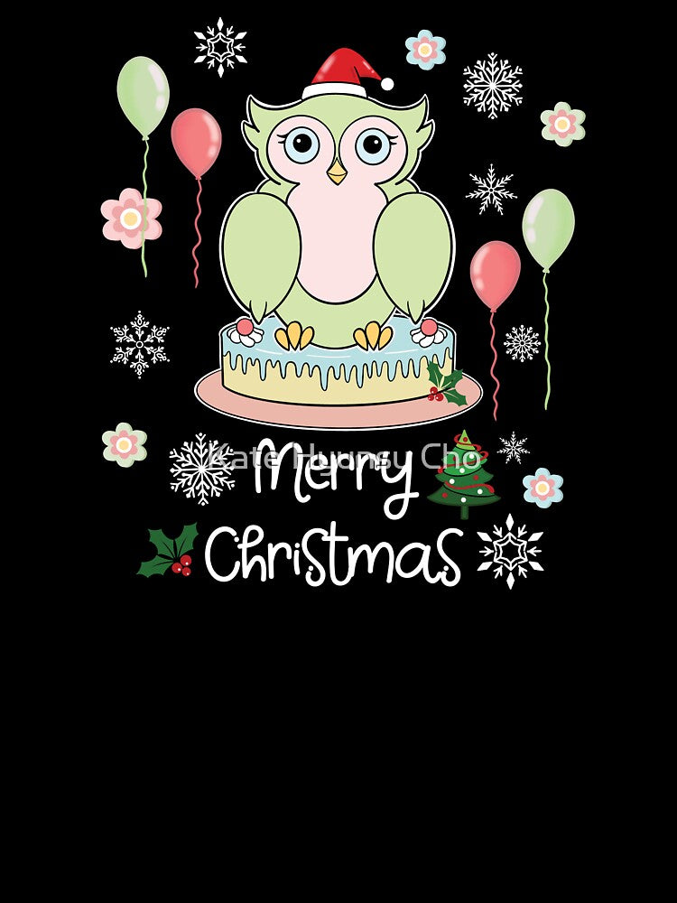 Christmas Owl and Cake For Christmas and Holidays Cute Gift by Kate Hyunsu Cho