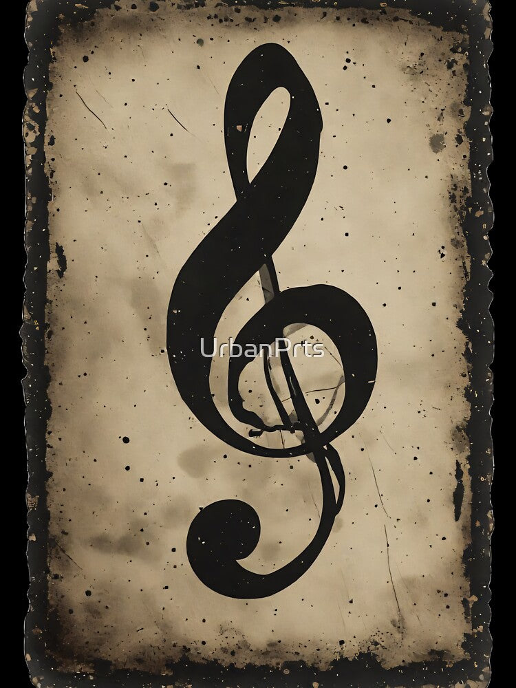Vintage Treble Clef Grunge Music Symbol Design by UrbanPrts