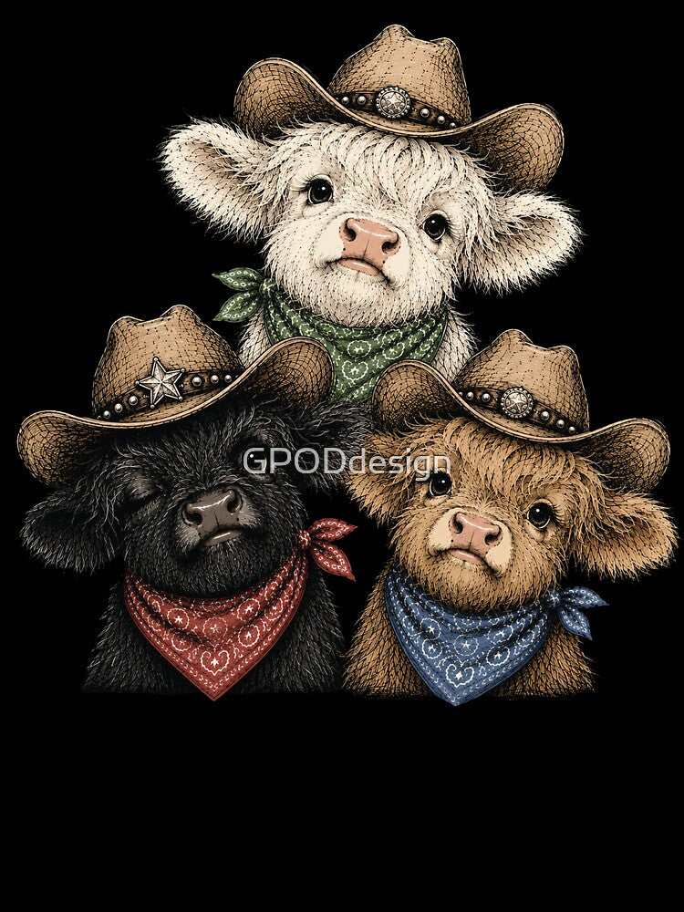 Cute Highland Cow, Western Howdy Cowboy Cowgirl by GPODdesign