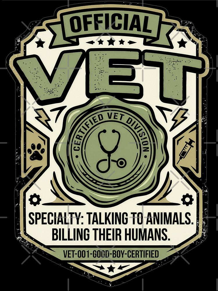 Official Vet Badge Talking To Animals Billing Their Humans Funny Vet Gift by StillWildink