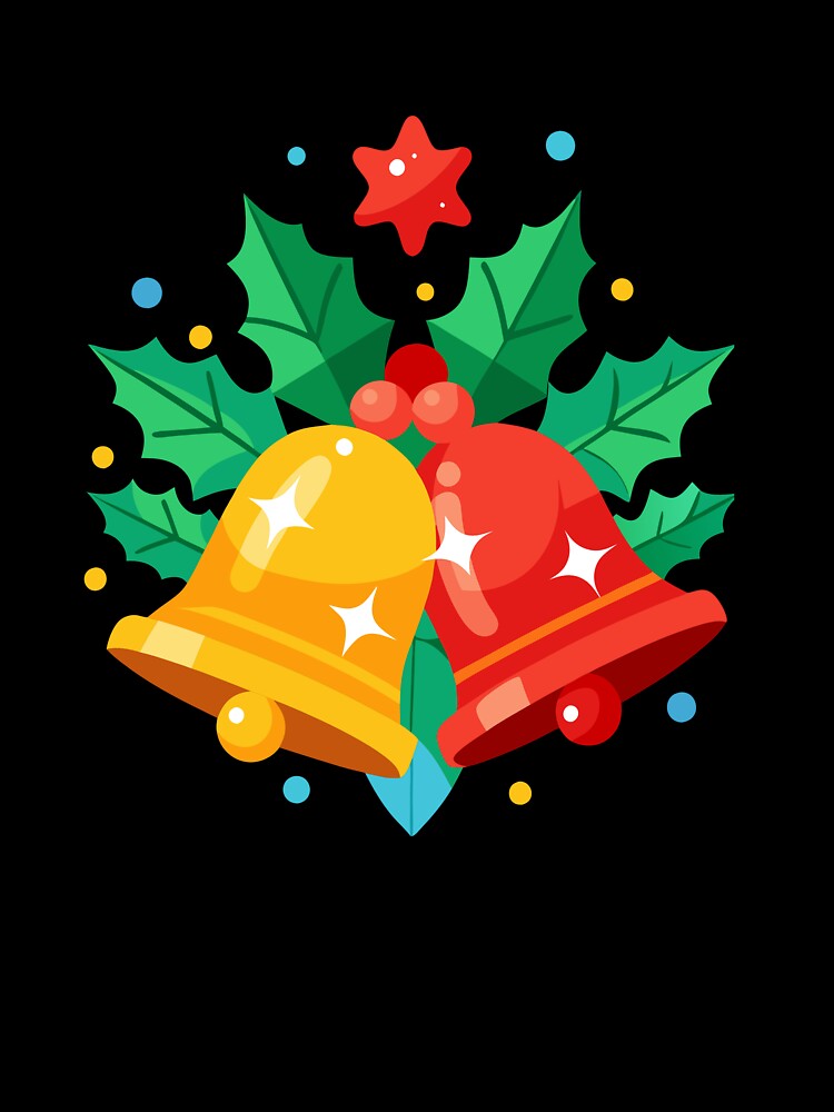 Bright Christmas Bells with Holly Leaves. Festive Holiday Illustration by Jirada