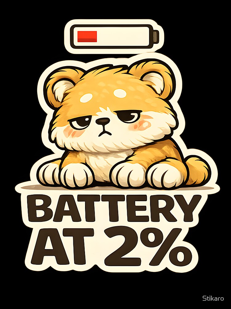 Battery at 2% – Social Battery Introvert Humor by Stikaro