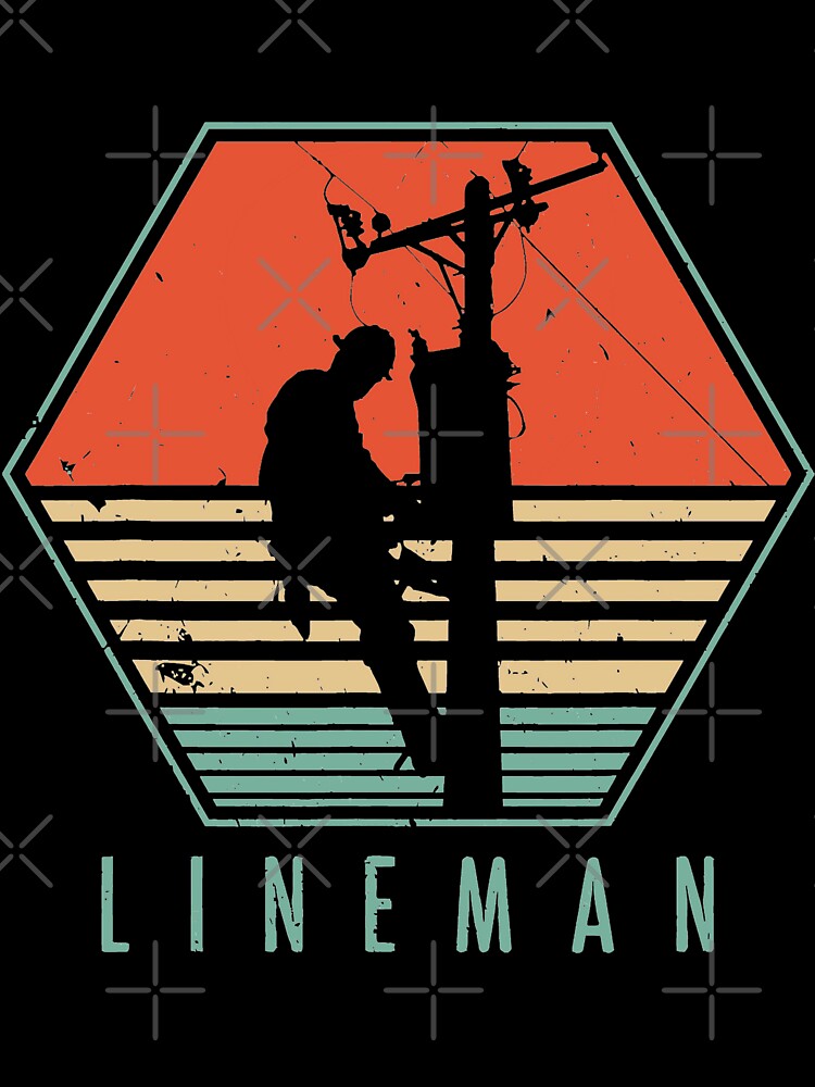 Vintage lineman retro linework,lineworker,power lineman,tradesman,transmission lineman,l by BrennaEirlys