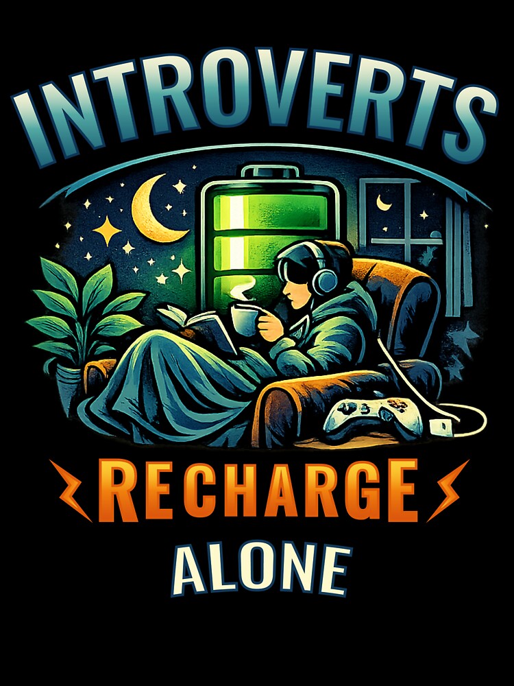 Introverts Recharge Alone Funny Introvert Humor Meme Homebody Lifestyle Design by Nubrixa-Studio