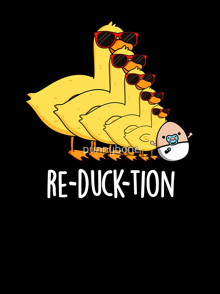 Re-duck-tion Funny Animal Duck Puns (Dark BG) by punnybone