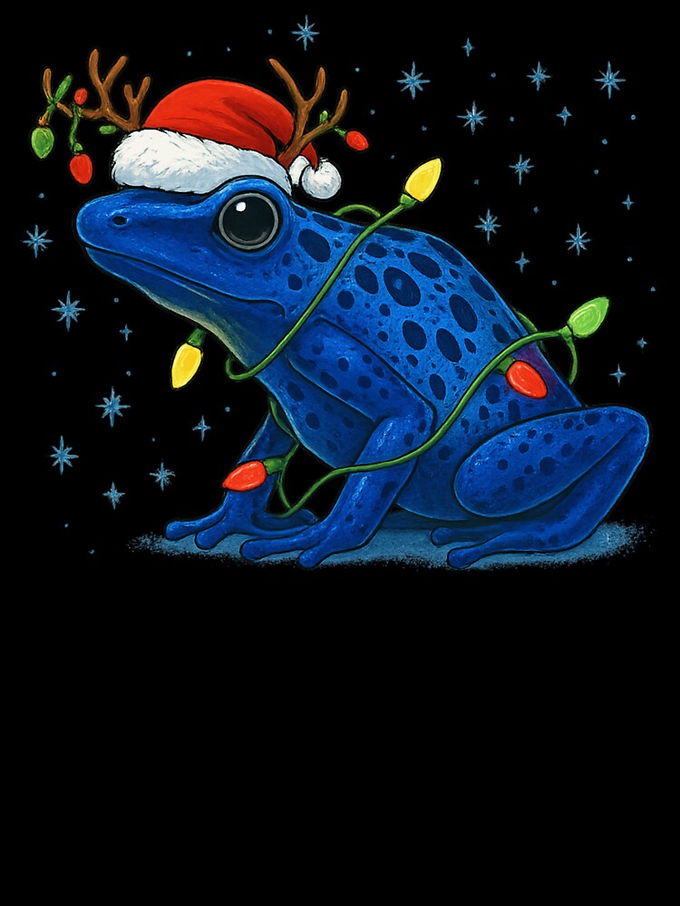 Christmas Frog Blue Poison Dart Frog Tangled in Lights Reindeer by haitrieuic96