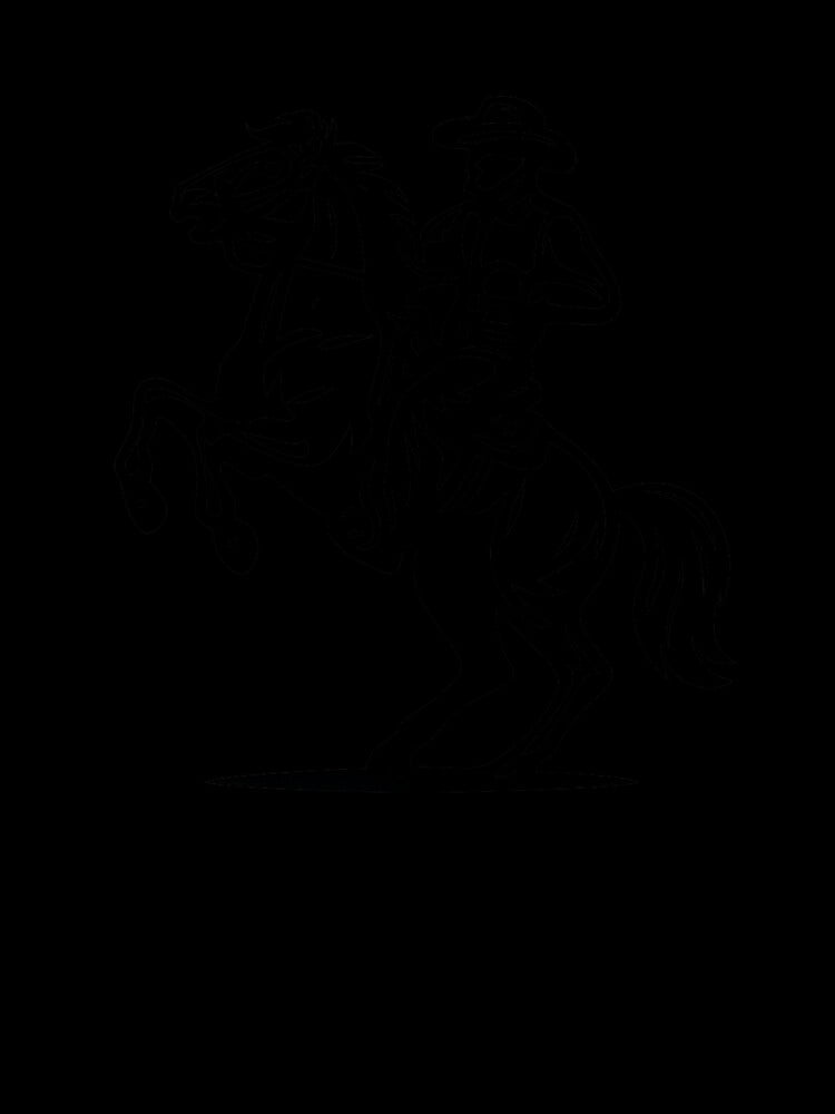 Wild West Cowboy Riding Rearing Horse Black and White Illustration by PixelPicsStudio