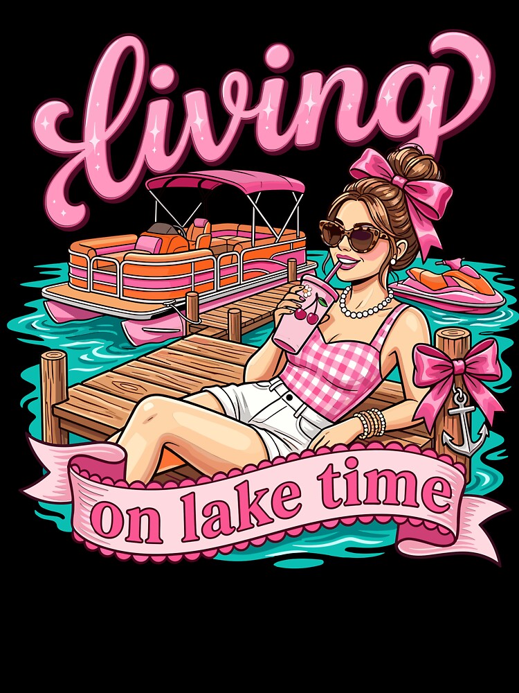 Preppy Pink Pontoon Boat Lake Life Girl by KroghDs