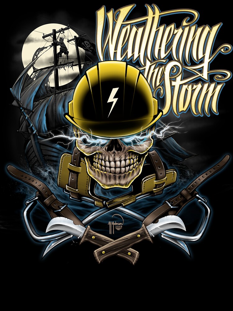 Classic Power Lineman 'Weathering The Storm" Pirate Design by RP Thor by RPTHOR