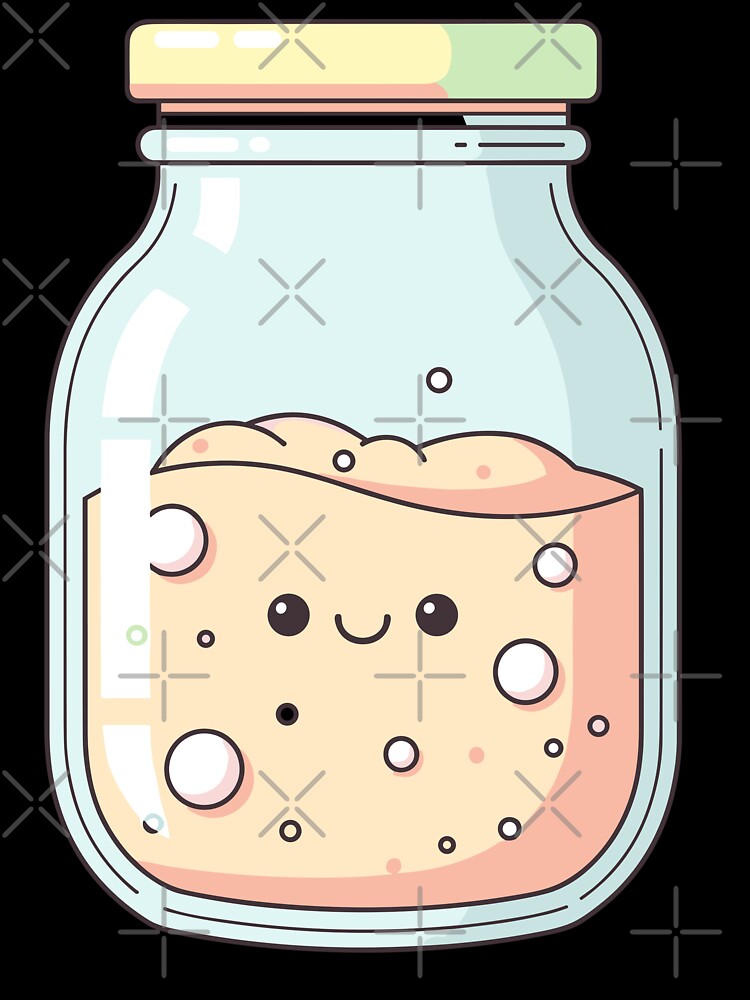Cute Smiling Mason Jar with Bubbles Kawaii Art by BRU Design