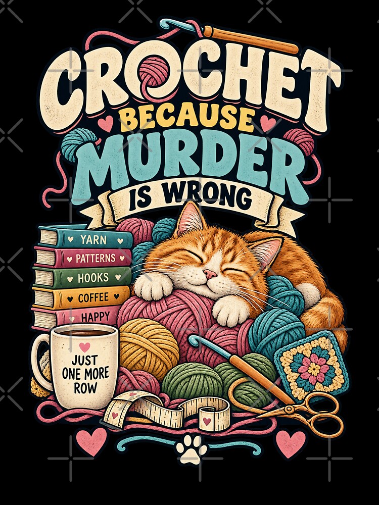 Crochet Because Murder Is Wrong - Funny Crochet Cat Gift by MOTIFOLK