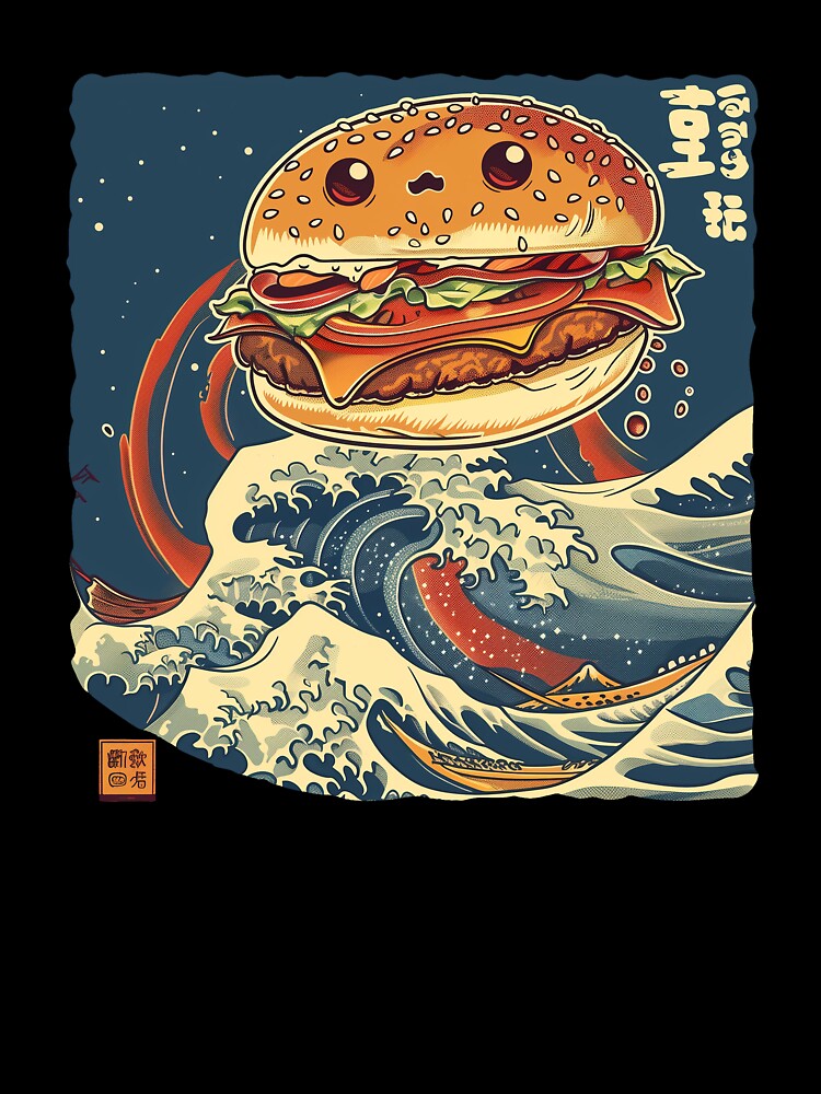 Kawaii Japanese style Food Burger Illustration by nomiraclehere