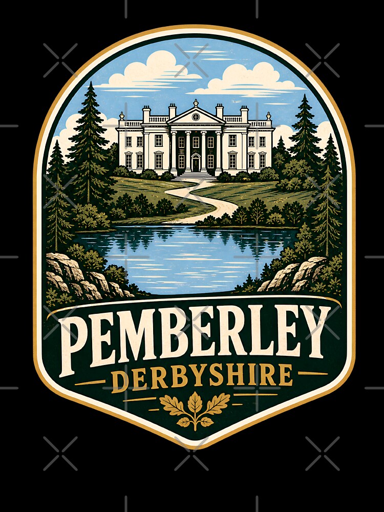 Pemberley Derbyshire Pride and Prejudice Vintage Travel Poster Art by Fenay Designs