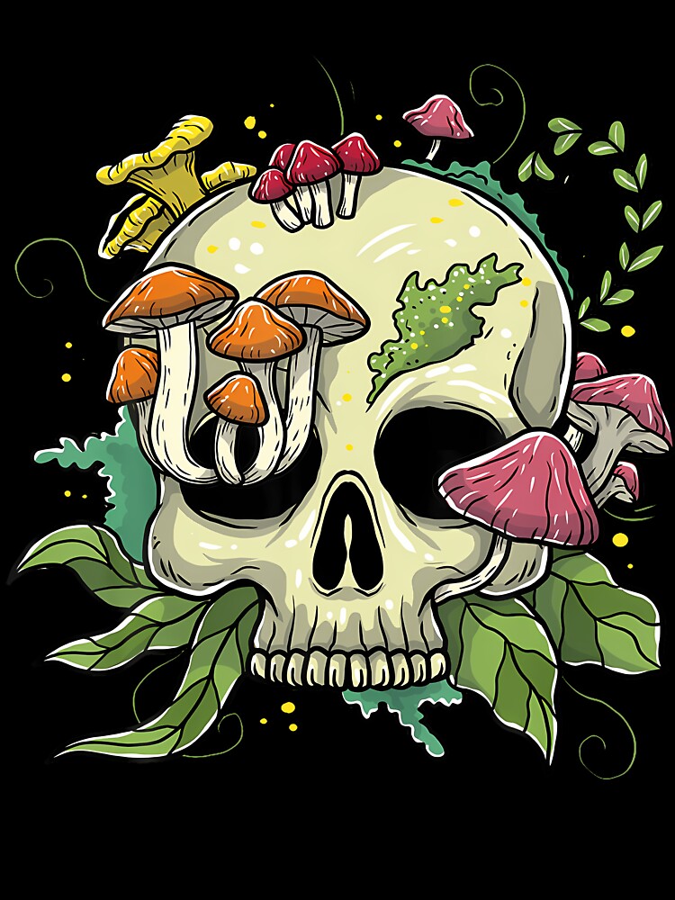 Mushroom Skull Skeleton Cottagecore Aesthetic Goblincore by LauraLydiaa
