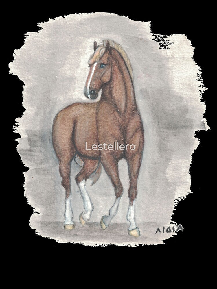 Brown Horse Watercolor Art by Lestellero